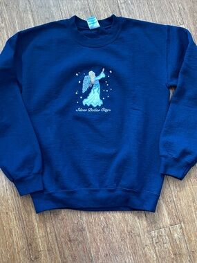 VTG Gilden "Silver Dollar City"/ Angel Embroidered Navy Blue Sweatshirt: SMALL